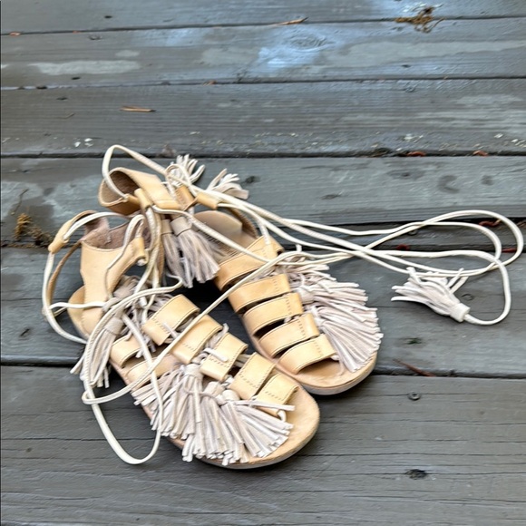 Jeffrey Campbell Malang Tan Tassel Lace Up Gladiator Sandal Women’s Size 8.5 - Picture 1 of 5